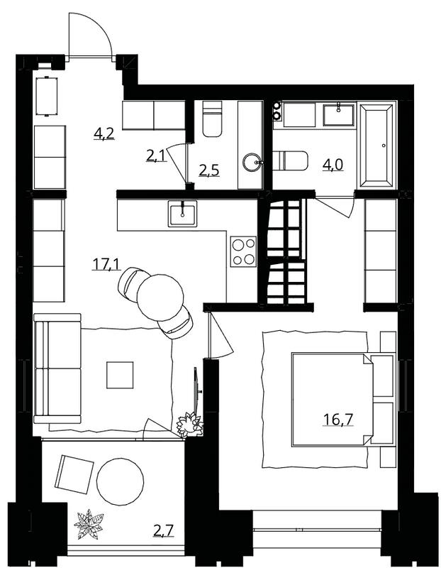 1-комнатная 49.3 м² в ЖК Doma Trabotti от 54 250 грн/м², Одесса