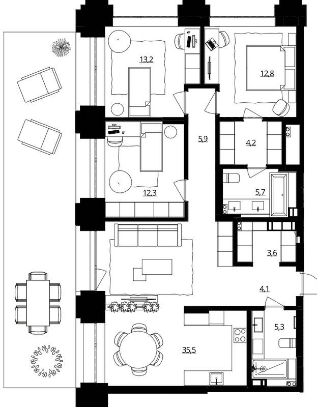 3-кімнатна 117.5 м² в ЖК Doma Trabotti від 62 850 грн/м², Одеса