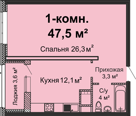 1-комнатная 47.5 м² в ЖК Скай Сити от 27 250 грн/м², Одесса
