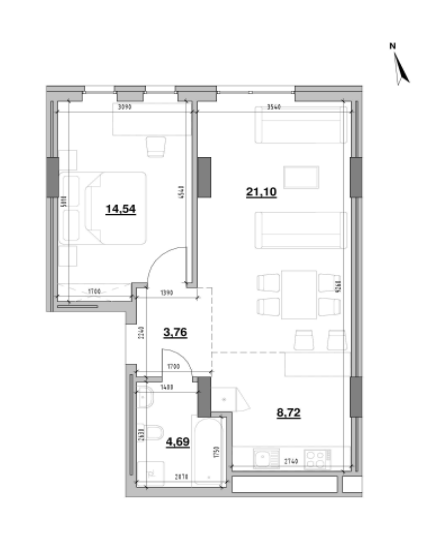 1-комнатная 52.81 м² в ЖК Америка от 26 866 грн/м², Львов