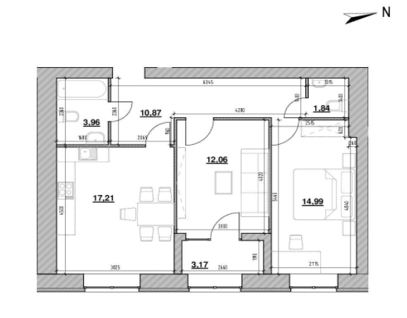 2-кімнатна 64.1 м² в ЖК Компаньйон від 20 612 грн/м², с. Сокільники