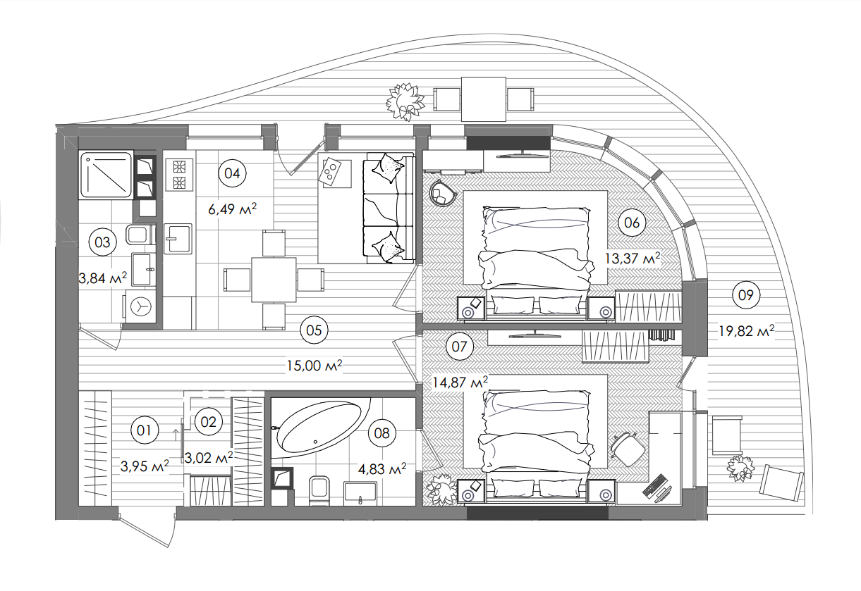 2-кімнатна 71.32 м² в ЖК Creator City від 50 373 грн/м², Київ