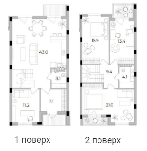 Таунхаус 128 м² в Таунхаусы Eastville от 20 000 грн/м², с. Малая Александровка