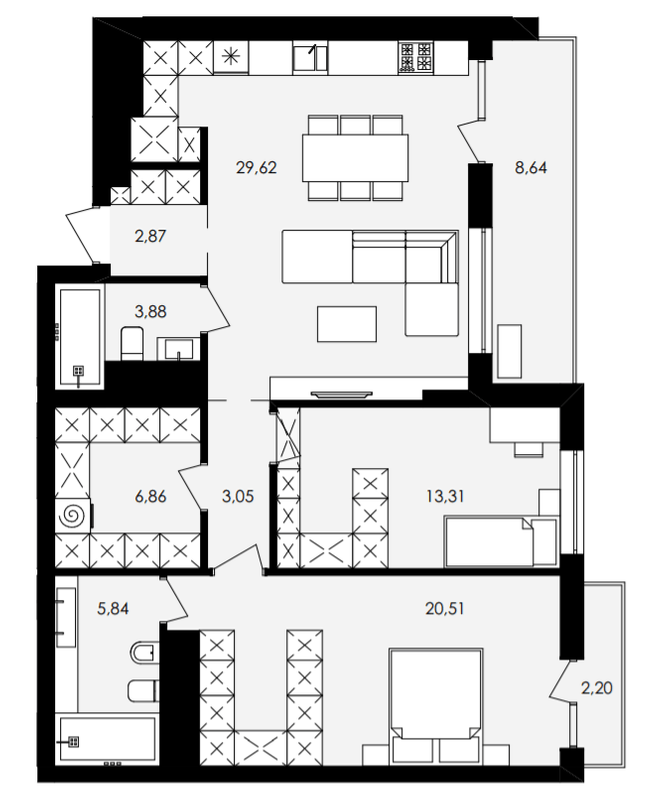 2-комнатная 88.89 м² в ЖК Avalon Yard от 31 000 грн/м², Львов