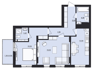 2-комнатная 65.37 м² в ЖК Mill Town от 42 050 грн/м², Львов