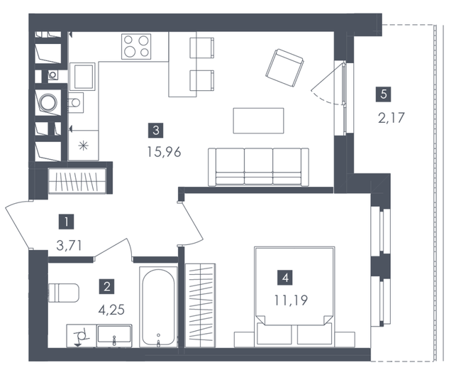 1-кімнатна 37.28 м² в ЖК Safe Town від 36 700 грн/м², Львів