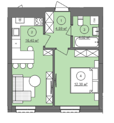 1-кімнатна 37.31 м² в ЖК Well Home від 28 250 грн/м², Львів