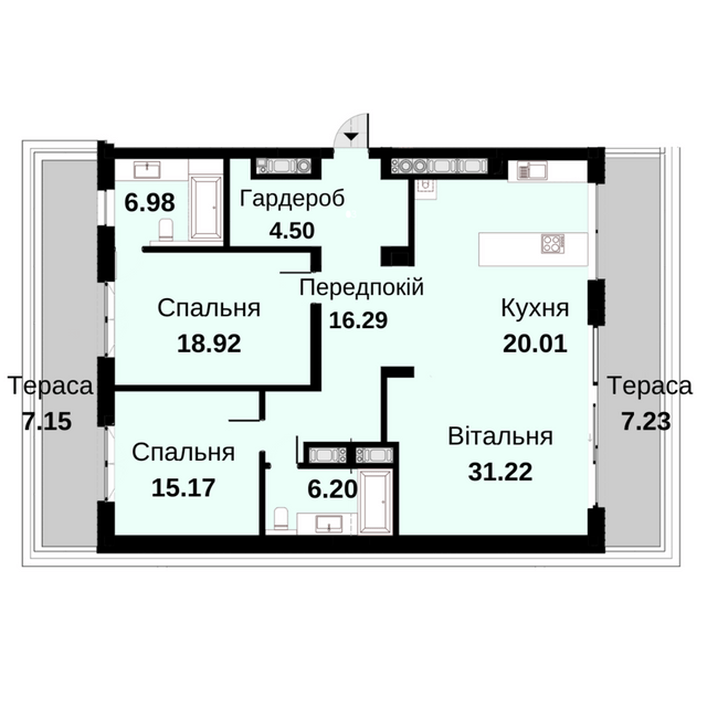 2-кімнатна 133.67 м² в ЖК Княжий хол від 48 000 грн/м², Львів
