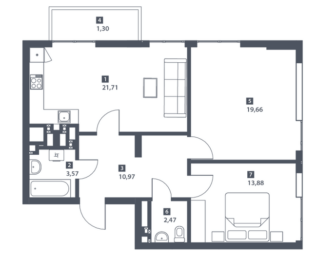 2-комнатная 73.56 м² в ЖК Малоголосківські пагорби от 26 800 грн/м², Львов