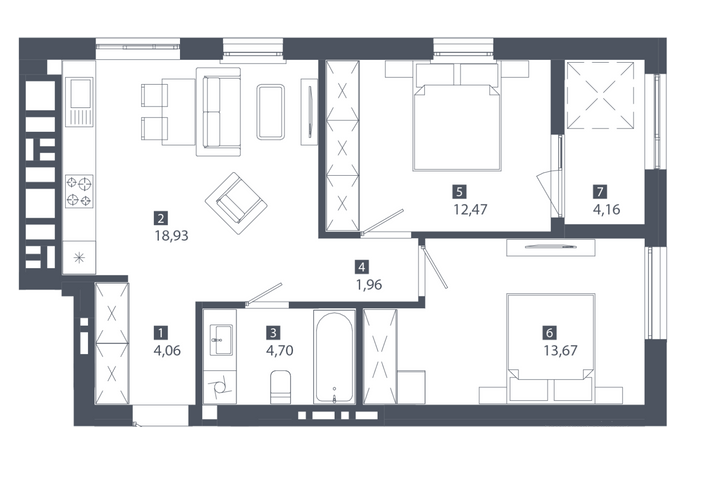 2-кімнатна 59.95 м² в ЖК Cinematic від 39 550 грн/м², Львів