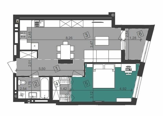 1-комнатная 59.24 м² в ЖК Парус City от 28 800 грн/м², Львов