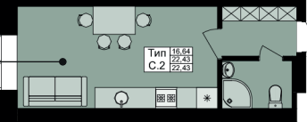 1-комнатная 22.43 м² в ЖК Urban City от 19 750 грн/м², Харьков