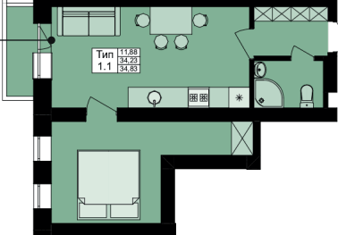 1-комнатная 34.08 м² в ЖК Urban City от 19 750 грн/м², Харьков