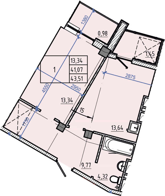 1-кімнатна 43.51 м² в ЖК Авиаційний від 41 000 грн/м², Харків