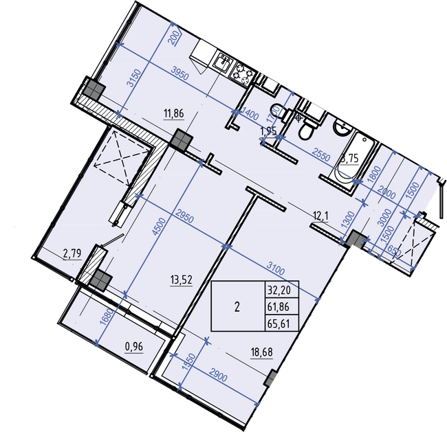 2-кімнатна 65.61 м² в ЖК Авиаційний від 41 000 грн/м², Харків