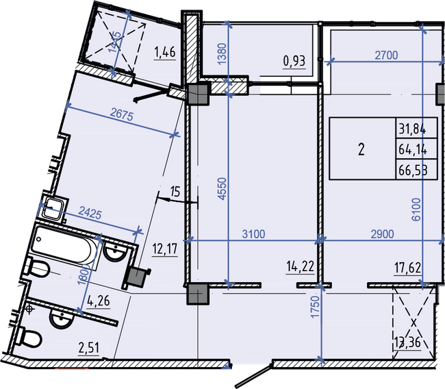 2-кімнатна 66.53 м² в ЖК Авиаційний від 41 000 грн/м², Харків