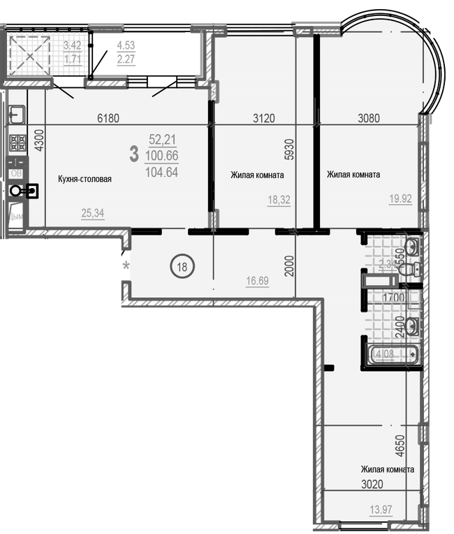 3-кімнатна 104.64 м² в ЖК Брюсель від 41 000 грн/м², Харків