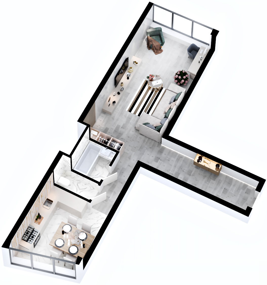 1-кімнатна 52.98 м² в ЖК RYBALSKY від 60 625 грн/м², Київ