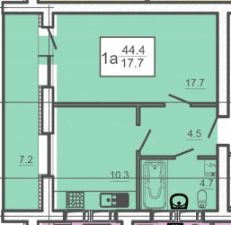 1-комнатная 44.4 м² в ЖК Оазис от 28 000 грн/м², Харьков