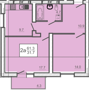 2-кімнатна 61.3 м² в ЖК Оазис від 23 000 грн/м², Харків