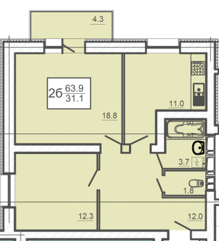 2-комнатная 63.9 м² в ЖК Оазис от 23 000 грн/м², Харьков