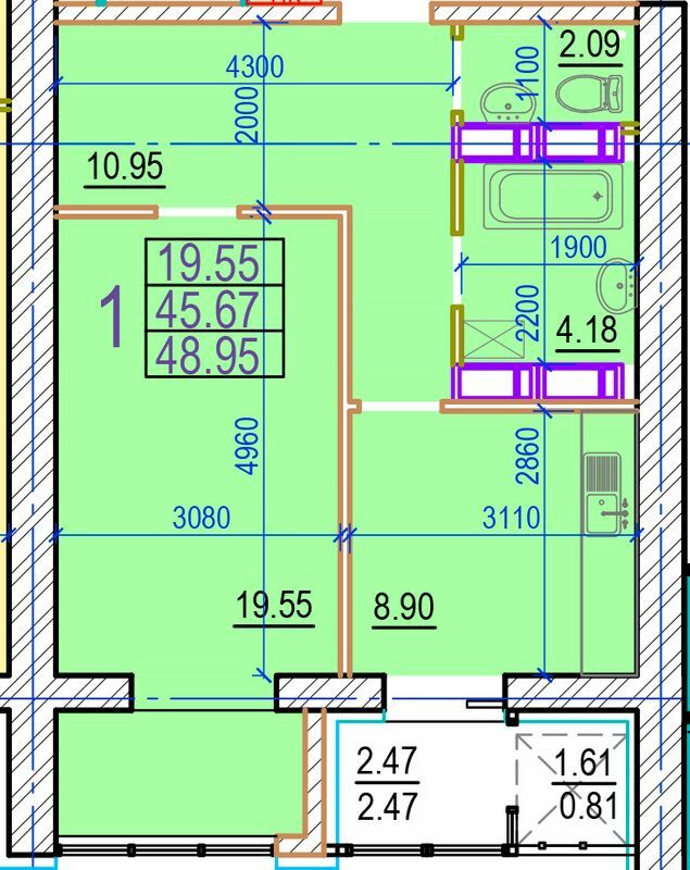 1-комнатная 48.95 м² в ЖК Овис от 29 000 грн/м², Харьков