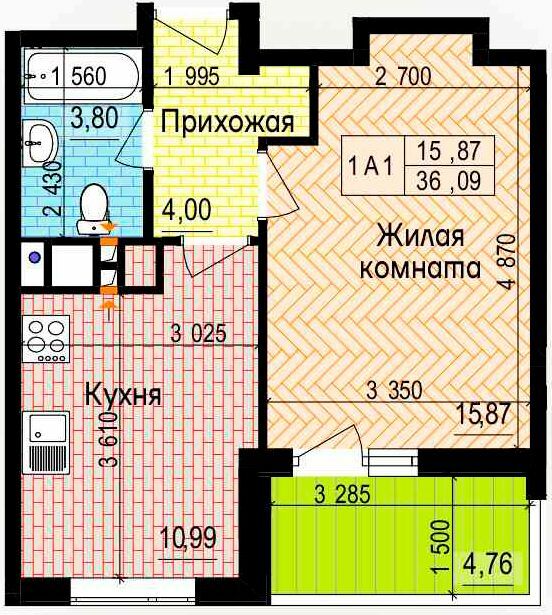 1-кімнатна 36.09 м² в ЖК Пролісок від 24 900 грн/м², Харків