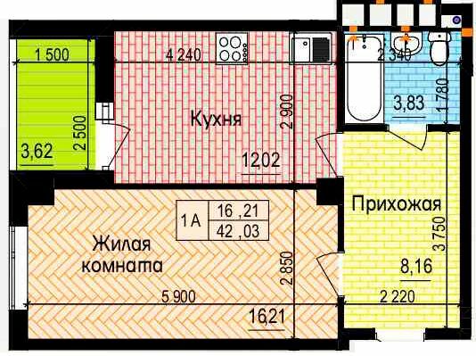 1-комнатная 42.03 м² в ЖК Пролисок от 24 900 грн/м², Харьков