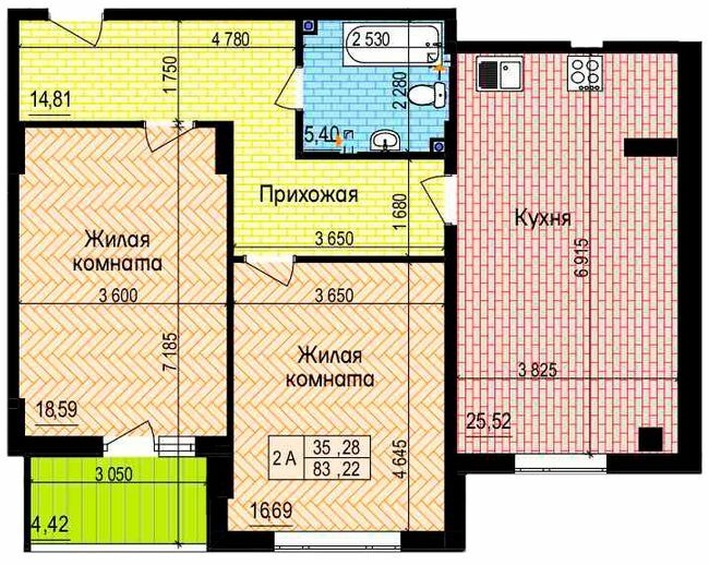 2-комнатная 83.22 м² в ЖК Пролисок от 22 600 грн/м², Харьков
