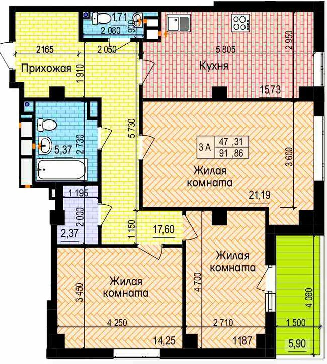 3-комнатная 91.86 м² в ЖК Пролисок от 20 900 грн/м², Харьков