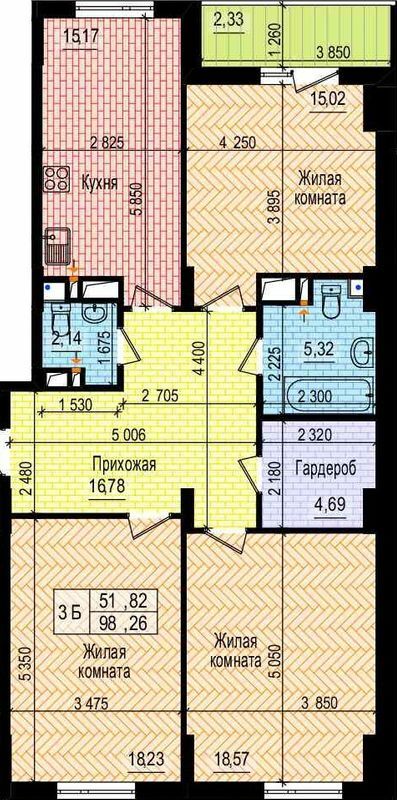 3-кімнатна 98.26 м² в ЖК Пролісок від 19 350 грн/м², Харків