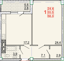 1-комнатная 58.3 м² в КД Leonardo town от 57 450 грн/м², Харьков