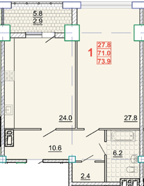 1-комнатная 73.9 м² в КД Leonardo town от 57 450 грн/м², Харьков