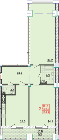 2-кімнатна 108.2 м² в КБ Leonardo town від 57 450 грн/м², Харків