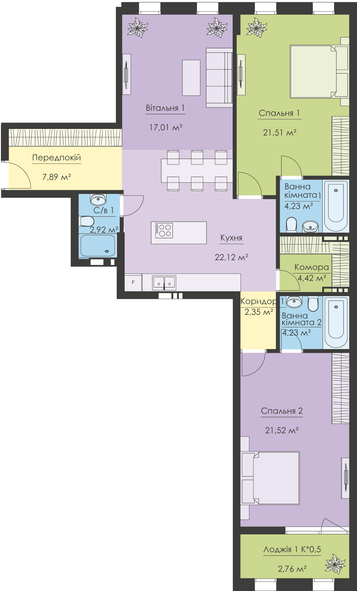 2-комнатная 110.96 м² в ЖК Новый Подол от 62 592 грн/м², Киев