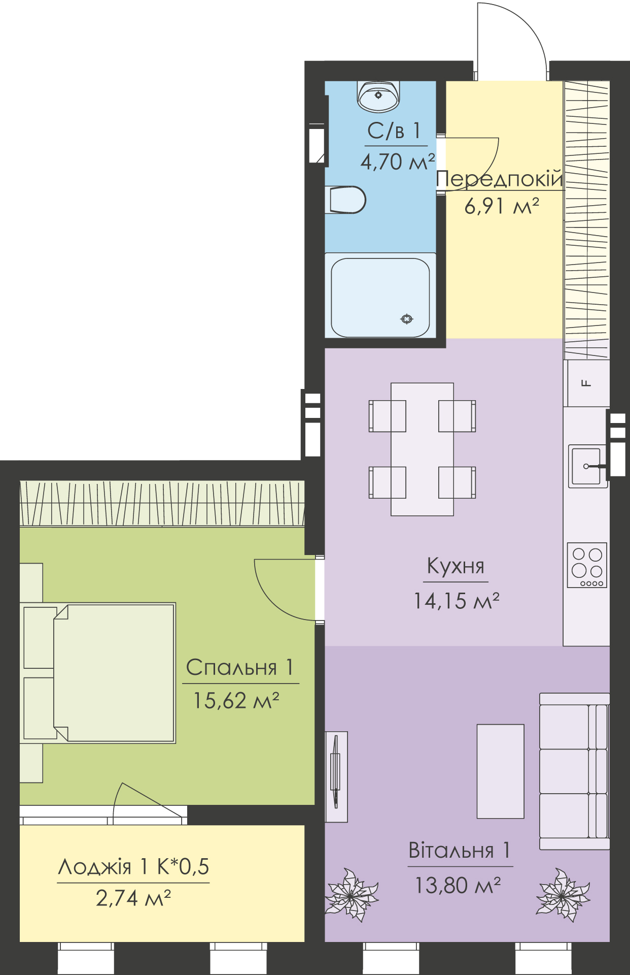 1-комнатная 57.92 м² в ЖК Новый Подол от 64 082 грн/м², Киев