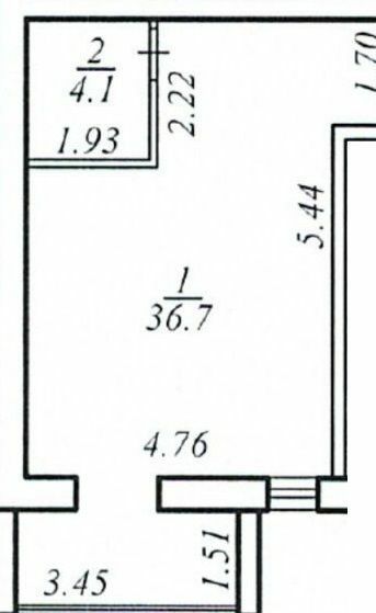 1-кімнатна 40.8 м² в КБ Березинський від 22 300 грн/м², Дніпро