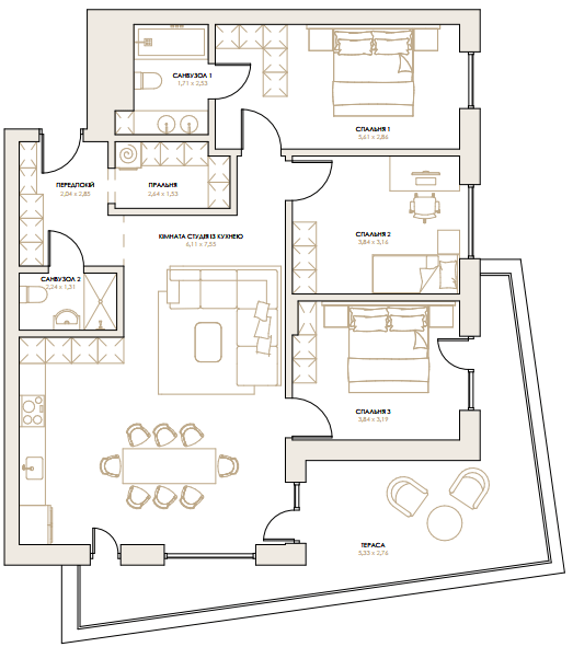 3-кімнатна 106.35 м² в ЖК Artynov Hall від 43 250 грн/м², Вінниця