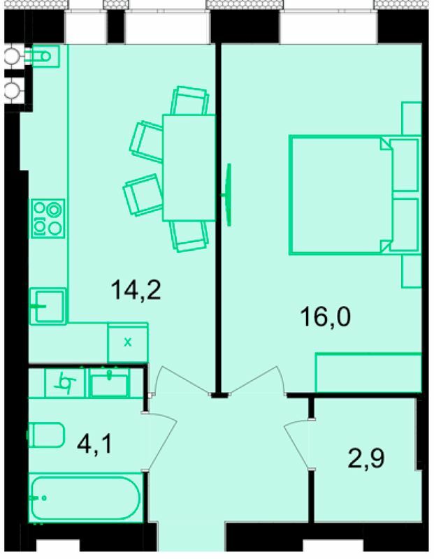 1-кімнатна 41.7 м² в ЖК Forest Home від 23 400 грн/м², Вінниця