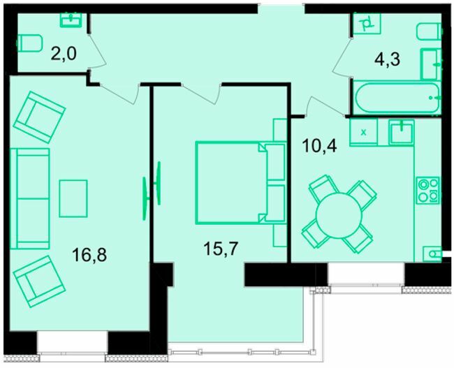 2-комнатная 58.6 м² в ЖК Forest Home от 22 400 грн/м², Винница