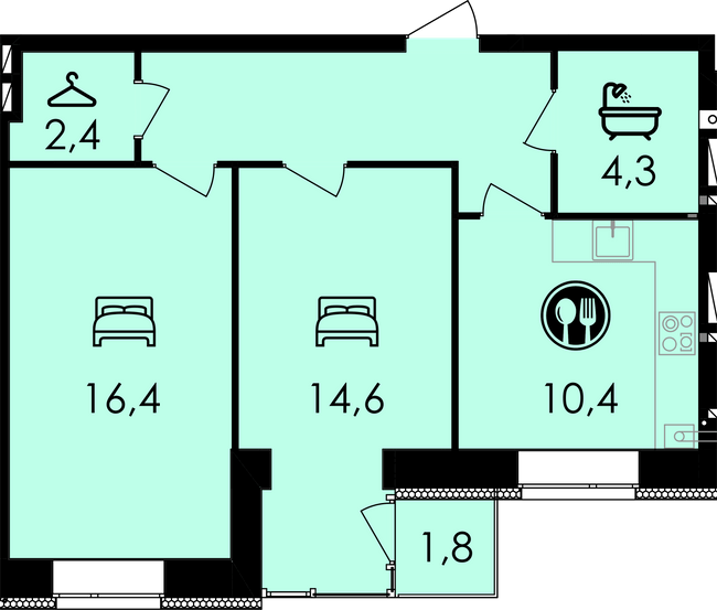 2-кімнатна 59.2 м² в ЖК Forest Home від 22 400 грн/м², Вінниця