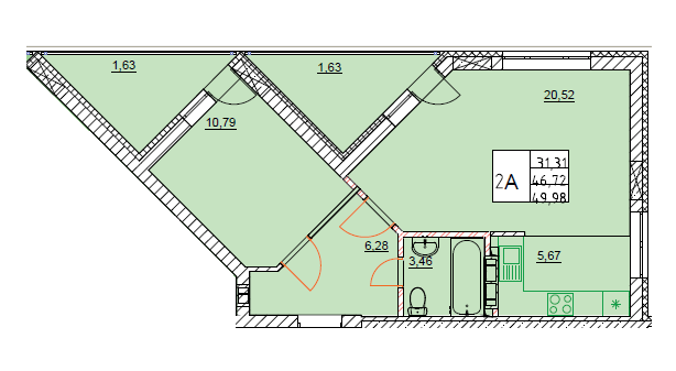 2-кімнатна 49.98 м² в ЖК River Port від 27 950 грн/м², м. Ірпінь