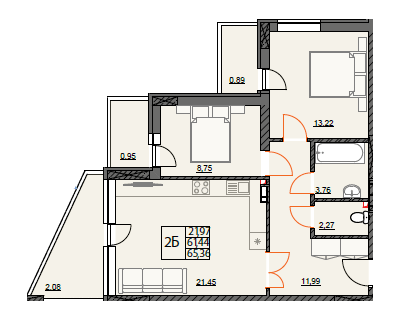 2-комнатная 65.36 м² в ЖК River Port от 27 750 грн/м², г. Ирпень