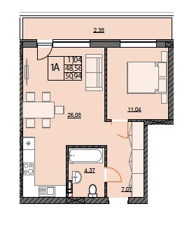 1-комнатная 50.94 м² в ЖК River Port от 28 900 грн/м², г. Ирпень