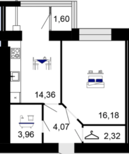 1-кімнатна 42.49 м² в ЖК Сімейний комфорт від 18 000 грн/м², Вінниця