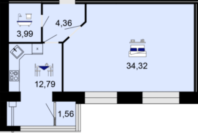 1-кімнатна 57.02 м² в ЖК Сімейний комфорт від 18 000 грн/м², Вінниця