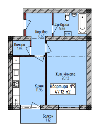 1-кімнатна 47.12 м² в ЖК Радищева від 20 250 грн/м², Ужгород