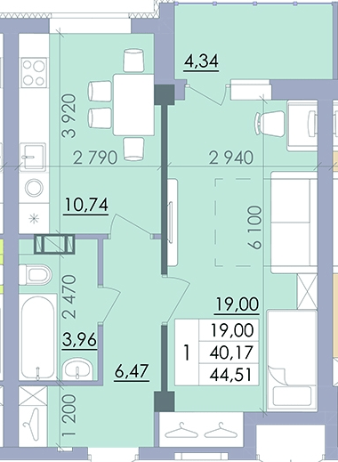 1-кімнатна 44.51 м² в ЖК Пелюстковий від 18 000 грн/м², Полтава