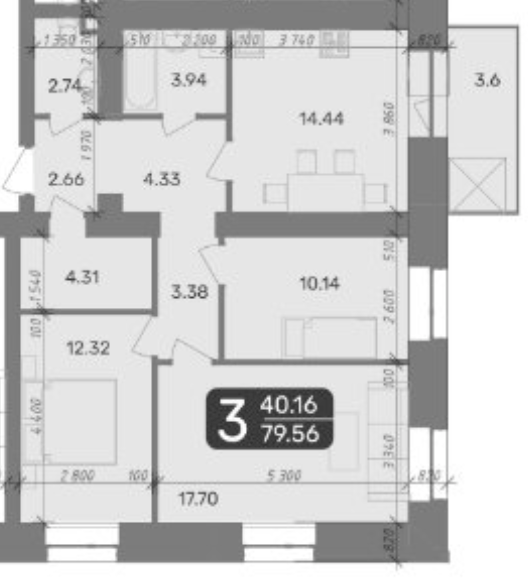 3-комнатная 79.56 м² в ЖК Стандарт от 18 500 грн/м², Полтава