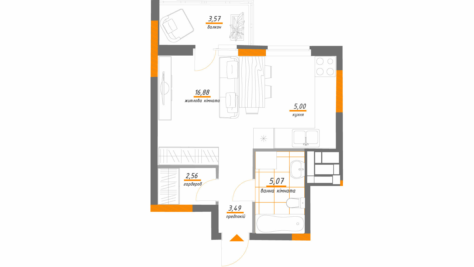 1-комнатная 36.56 м² в ЖК Нивки-Парк от 68 600 грн/м², Киев